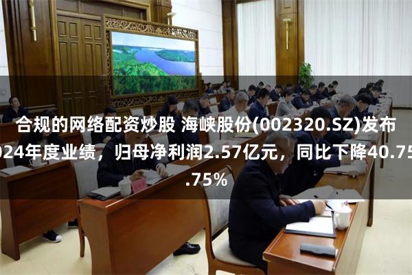 合规的网络配资炒股 海峡股份(002320.SZ)发布2024年度业绩，归母净利润2.57亿元，同比下降40.75%