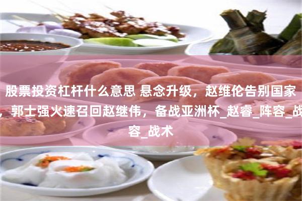 股票投资杠杆什么意思 悬念升级，赵维伦告别国家队，郭士强火速召回赵继伟，备战亚洲杯_赵睿_阵容_战术